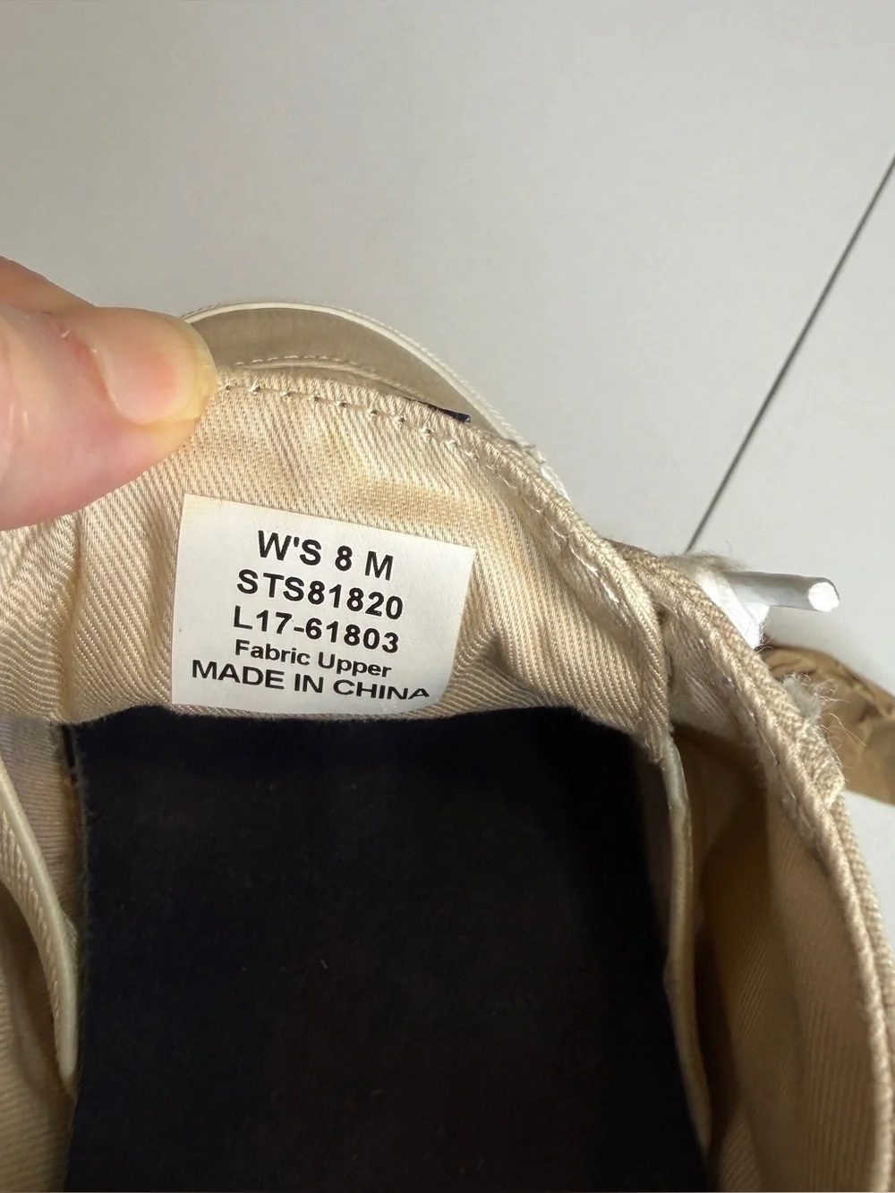 Sperry Beige Canvas Boat Shoes with White Soles 8